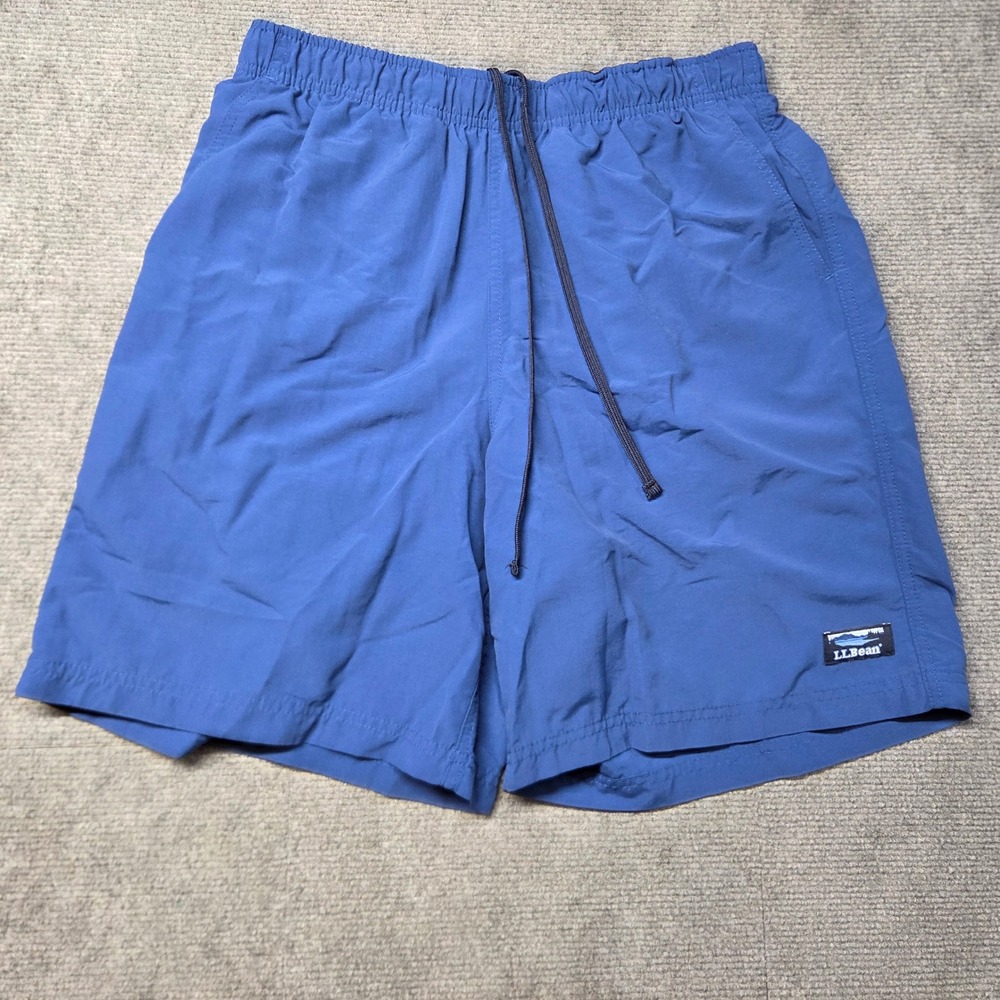 LL Bean Mens Nylon Swim Trunks Blue Mesh Lined Board Shorts 503783